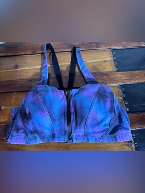 Victoria's Secret Blue & Purple Tie-Dye Front Zip Sports Bra